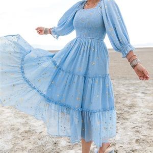 Ivy City Starry Night dress in light blue